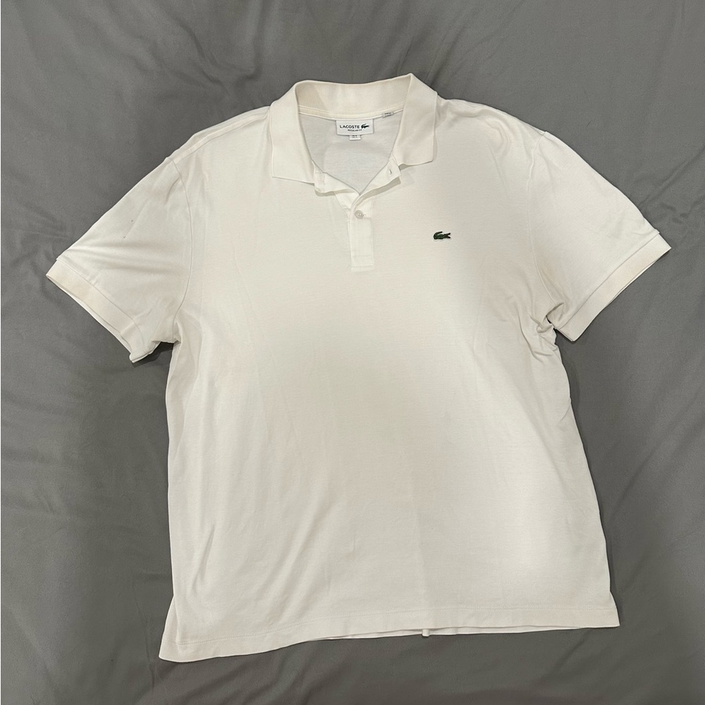 White Lacoste Polo - Size L